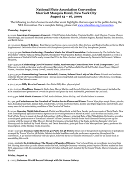 National Flute Association Convention Marriott Marquis Hotel, New York City August 13 – 16, 2009