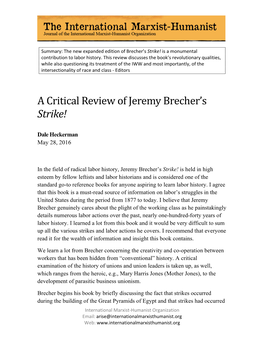 A Critical Review of Jeremy Brecher's Strike!