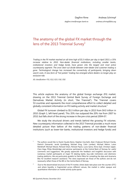 The Anatomy of the Global FX Market Through the Lens of the 2013 Triennial Survey1