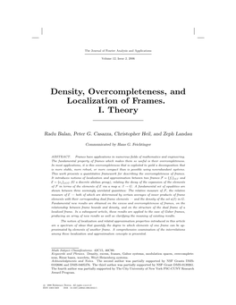 Density, Overcompleteness, and Localization of Frames