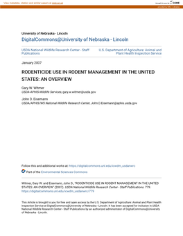 Rodenticide Use in Rodent Management in the United States: an Overview