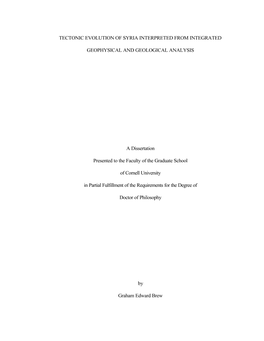 Tectonic Evolution of Syria Interpreted from Integrated