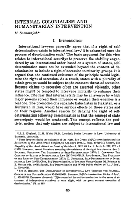 Internal Colonialism and Humanitarian Intervention M