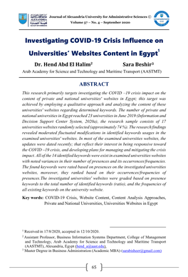 Investigating COVID-19 Crisis Influence on Universities' Websites