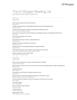 The J.P. Morgan Reading List 20 YEARS of SELECTIONS | 2000–2019