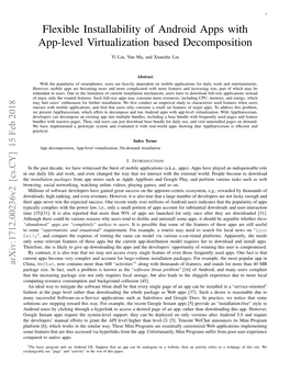 Flexible Installability of Android Apps with App-Level Virtualization Based Decomposition