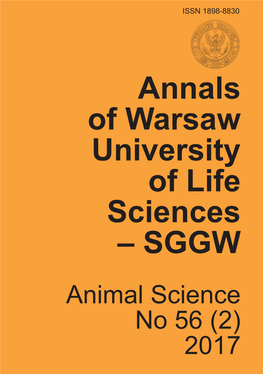 Annals of Warsaw University of Life Sciences – SGGW Annals of Warsaw University of Life