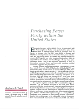Purchasing Power Parity Within the United States