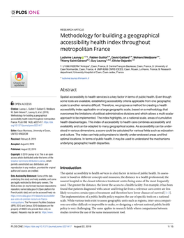 Methodology for Building a Geographical Accessibility Health Index Throughout Metropolitan France