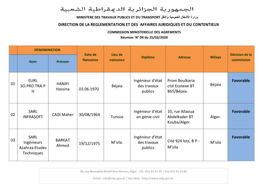 Liste Des Bureaux D'études Agréés Lors De La Réunion Du :25-02