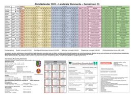 Abfallkalender 2020 – Landkreis Sömmerda – Gemeinden (II)