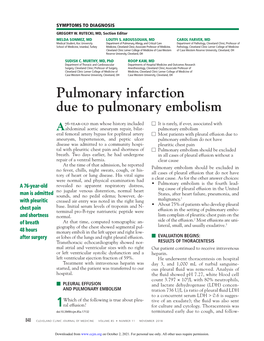 Pulmonary Infarction Due to Pulmonary Embolism