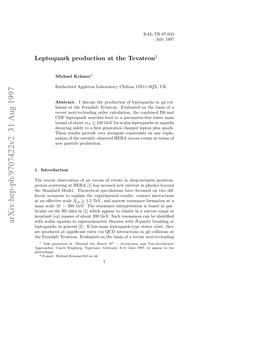 Leptoquark Production at the Tevatron