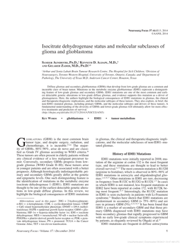 Isocitrate Dehydrogenase Status and Molecular Subclasses of Glioma and Glioblastoma