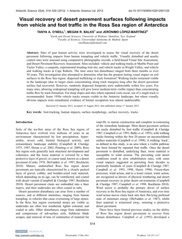 Visual Recovery of Desert Pavement Surfaces Following Impacts from Vehicle and Foot Trafﬁc in the Ross Sea Region of Antarctica TANYA A