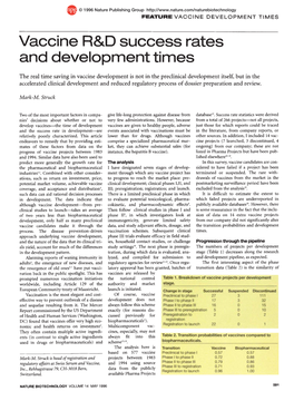 Vaccine R&D Success Rates and Development Times