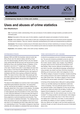 Uses and Abuses of Crime Statistics Don Weatherburn