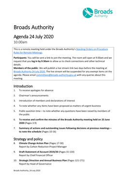 Broads Authority Agenda Papers 24 July 2020