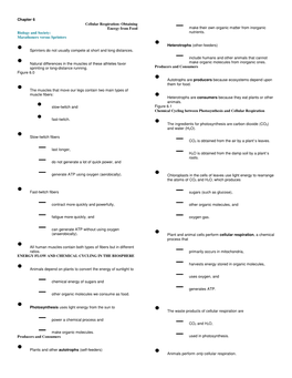 Chapter 6 Cellular Respiration: Obtaining Energy from Food – Make Their Own Organic Matter from Inorganic Biology and Society: Nutrients
