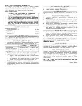 Labeling • Coadministration with Tenofovir: Dose Reduction Is Recommended