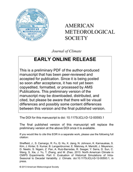 American Meteorological Society Manuscript (Non-Latex) Click Here to Download Manuscript (Non-Latex): Paper1 Part2 CMIP5 20C Evaluations Revised Final 2.Doc