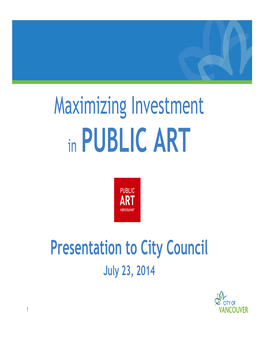 Presentation to City Council July 23, 2014
