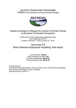 River Arbúcies Biophysical Modelling, Final Report