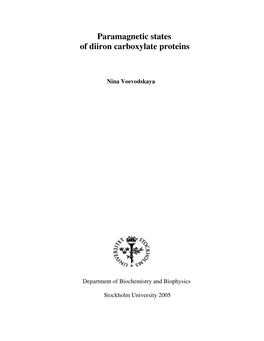 Paramagnetic States of Diiron Carboxylate Proteins