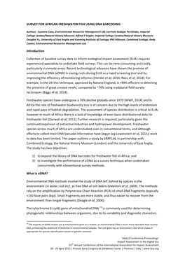 Survey for African Freshwater Fish Using Dna Barcoding