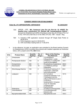 24. Godavari Labs Pvt Ltd APSEZ Rambilli VSP Dist CFE Order DS