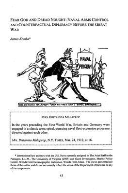 Fear God and Dread Nought: Naval Arms Control and Counterfactual Diplomacy Before the Great War