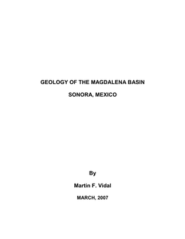 GEOLOGY of the MAGDALENA BASIN SONORA, MEXICO By