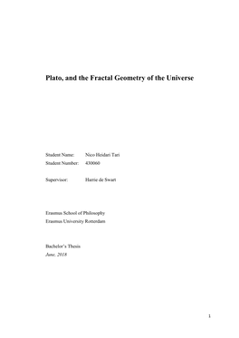 Plato, and the Fractal Geometry of the Universe
