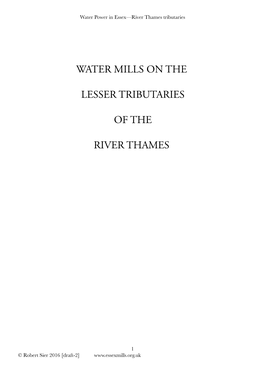 Water Mills on the Lesser Tributaries of the River