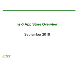 Ns-3 App Store Overview September 2018