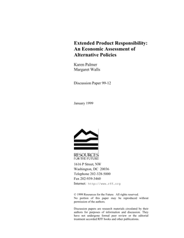 Extended Product Responsibility: an Economic Assessment of Alternative Policies