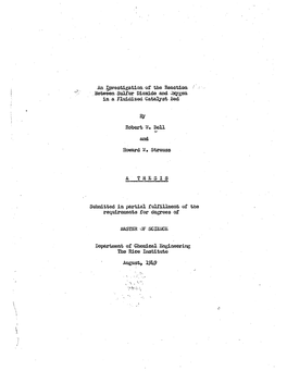 An Investigation of the Reaction Between Sulphur Dioxide And