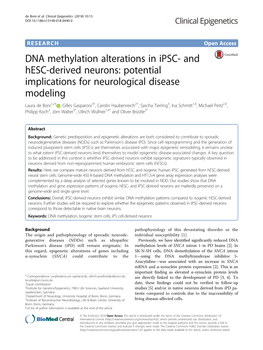 DNA Methylation Alterations in Ipsc- and Hesc-Derived Neurons