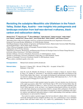 Revisiting the Subalpine Mesolithic