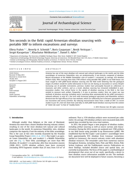 Ten Seconds in the Field: Rapid Armenian Obsidian Sourcing With
