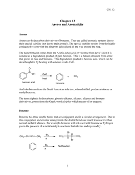 Chapter 12 Arenes and Aromaticity