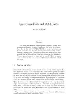 Space Complexity and LOGSPACE