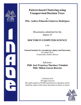 Pattern-Based Clustering Using Unsupervised Decision Trees