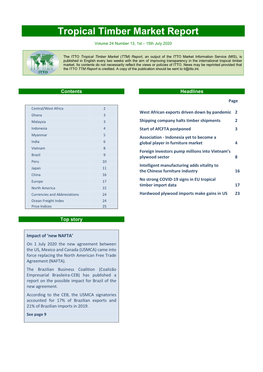 Tropical Timber Market Report