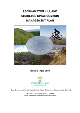 Leckhampton Hill and Charlton Kings Common Management Plan