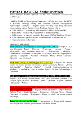 POWIAT RAWICKI Szlaki Turystyczne Janusz Hamielec, Wacław Szymczak – Na 50 – Lecie Oddziału PTTK W Rawiczu, W 2003 Roku