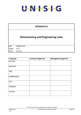 Dimensioning and Engineering Rules