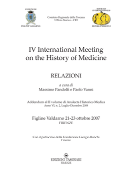 IV International Meeting on the History of Medicine