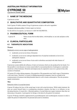 CYPRONE 50 Cyproterone Acetate Tablets