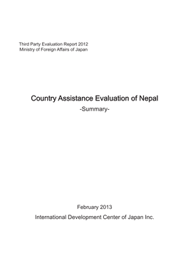 Country Assistance Evaluation of Nepal -Summary